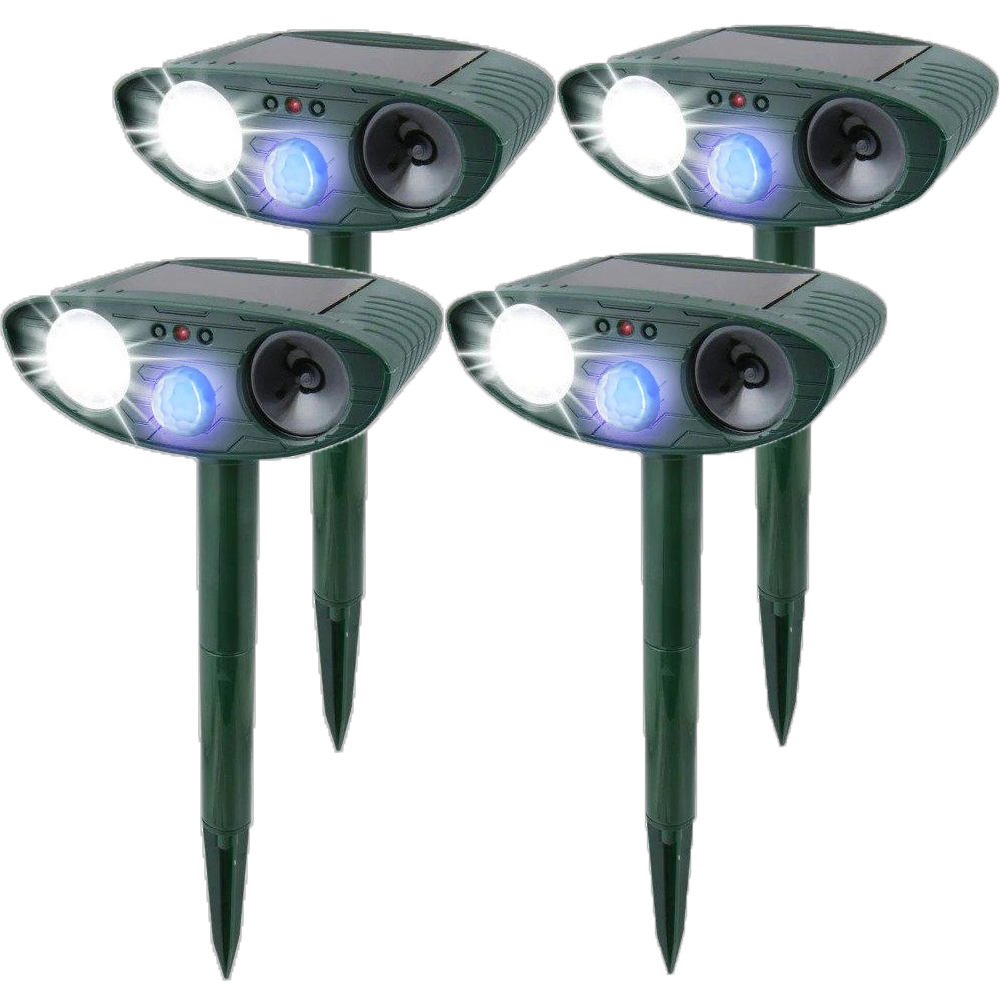 Répulsif à ultrasons pour animaux à énergie solaire avec lumière LED clignotante, étanche, pour jardin et pelouse, portée de 225m² | Sansoti