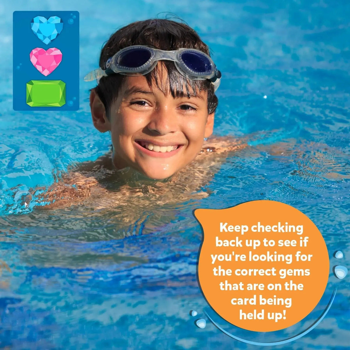 Underwater Diving Game Pool 64 Gems 35 Waterproof Cards Nettas Children 6 Years Beach Memory Coordination Team Game Treasure Hunt | Sansoti