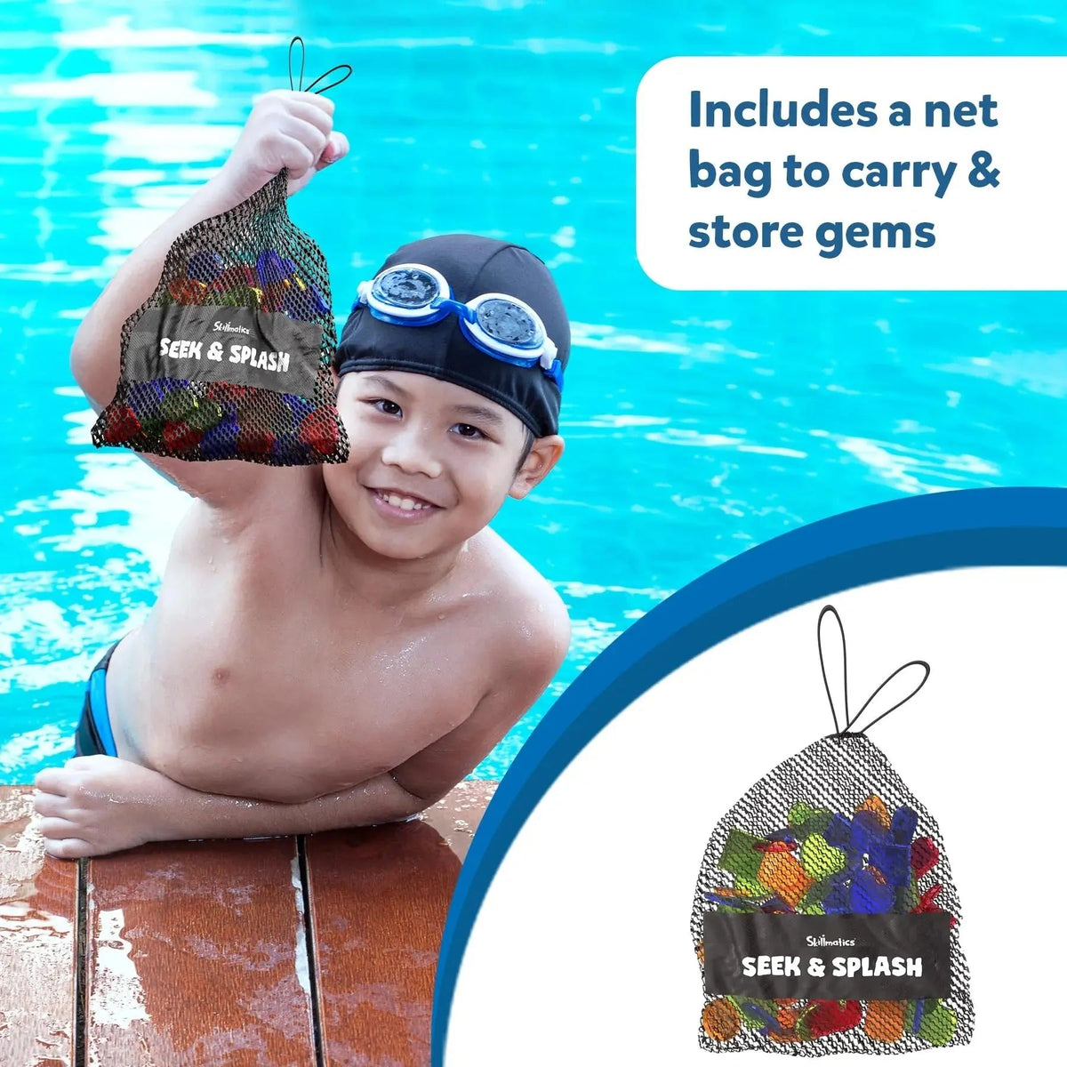 Underwater Diving Game Pool 64 Gems 35 Waterproof Cards Nettas Children 6 Years Beach Memory Coordination Team Game Treasure Hunt | Sansoti