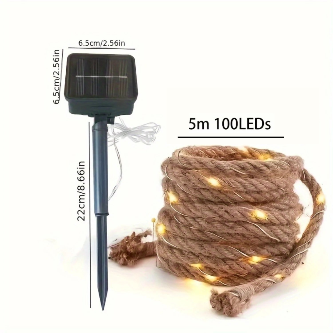 Solar Hemp Rope Garden Lighting 5 Meters with Warm LED Light | Sansoti