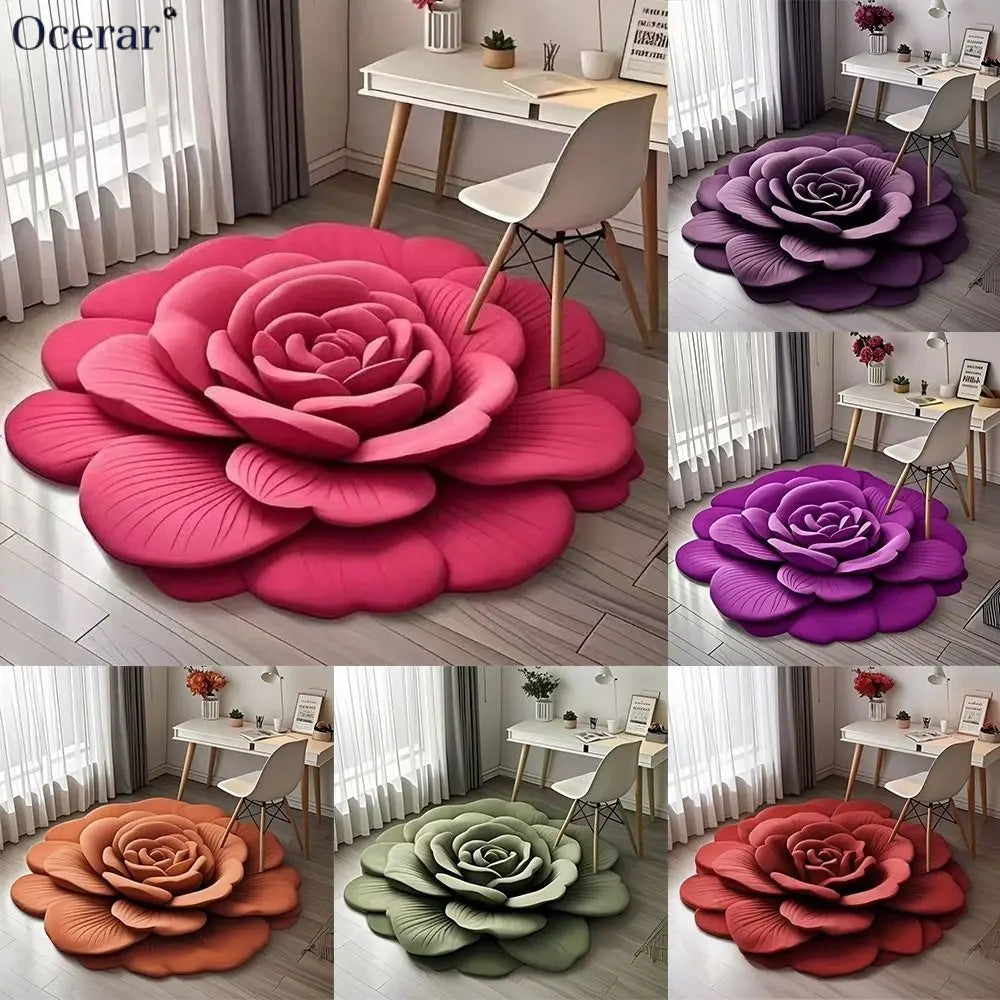 Weiche Badematte mit Rosenblüten-Motiv — Rutschfeste Mikrofaser-Matte für Dusche und Bad | Sansoti