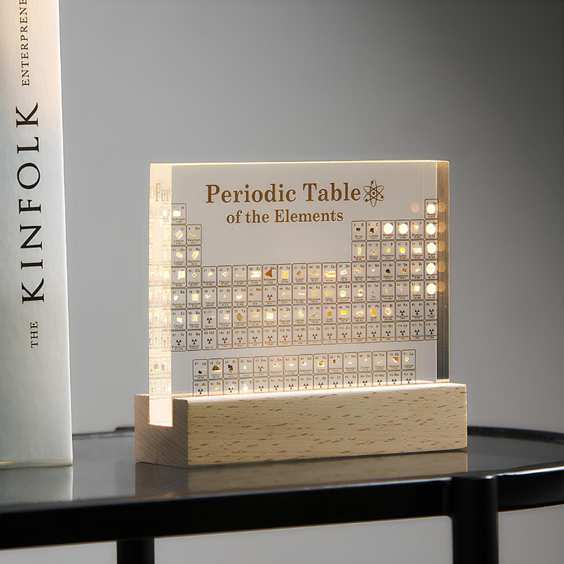 3D Periodic Table with 83 Real Elements – Illuminated Acrylic Display for Science & Education | Sansoti