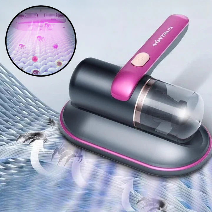 Wireless Handheld Vacuum Cleaner with UV-C Sterilization for Mattress | Anti-Mite Cleaner with Suction Power | Dust Mite Remover for Beds Sofa Cushions | Allergy-Fighting Vacuum 60 min | Purple Gold | Sansoti