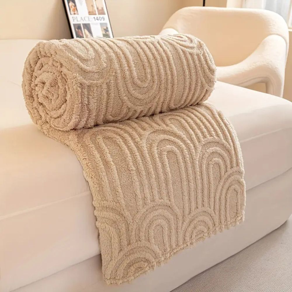 Gestructureerde Fleeceplaid met Boogpatroon – Luxe Microvezel Deken voor Bank en Bed – Zachte Woonplaid | Sansoti