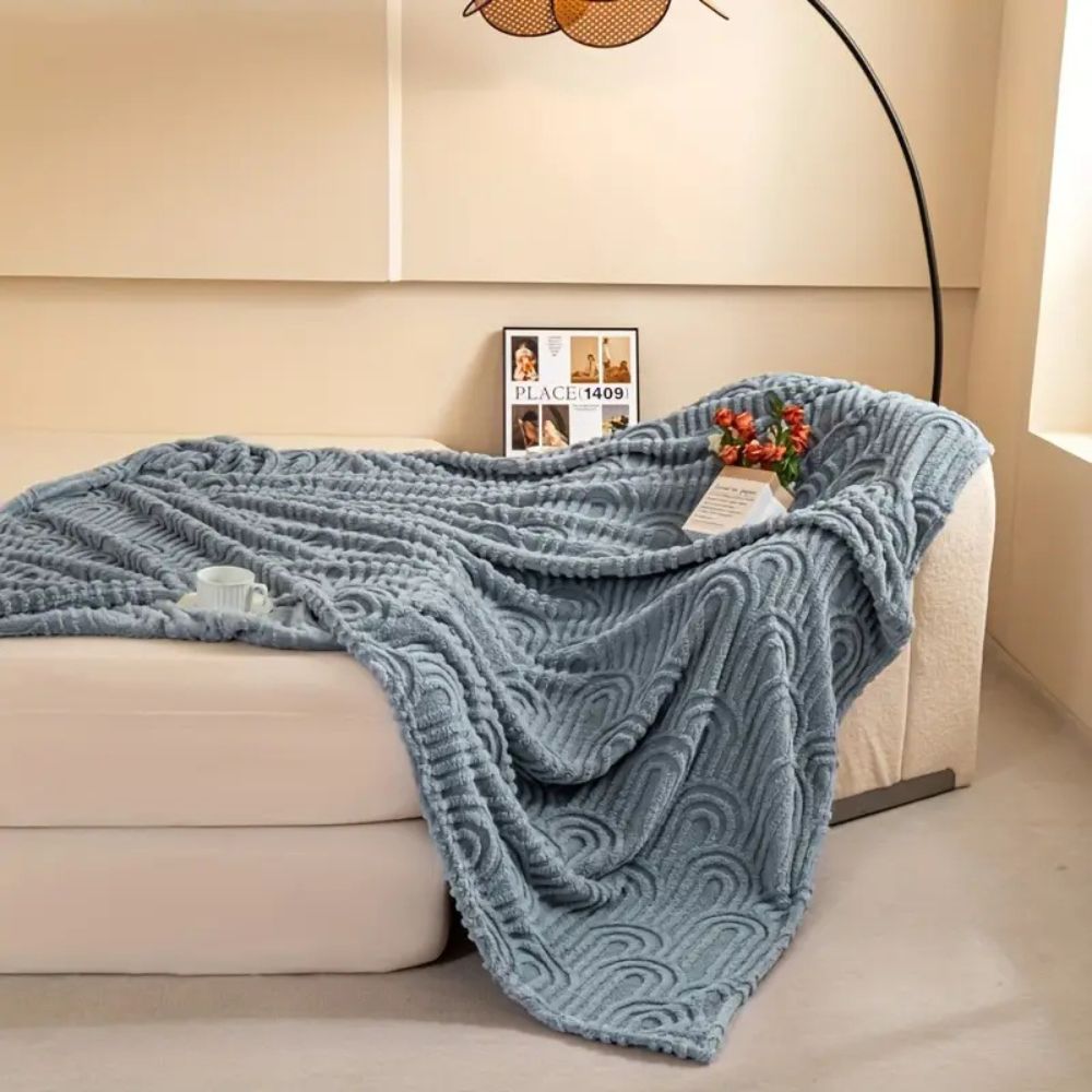 Gestructureerde Fleeceplaid met Boogpatroon – Luxe Microvezel Deken voor Bank en Bed – Zachte Woonplaid | Sansoti