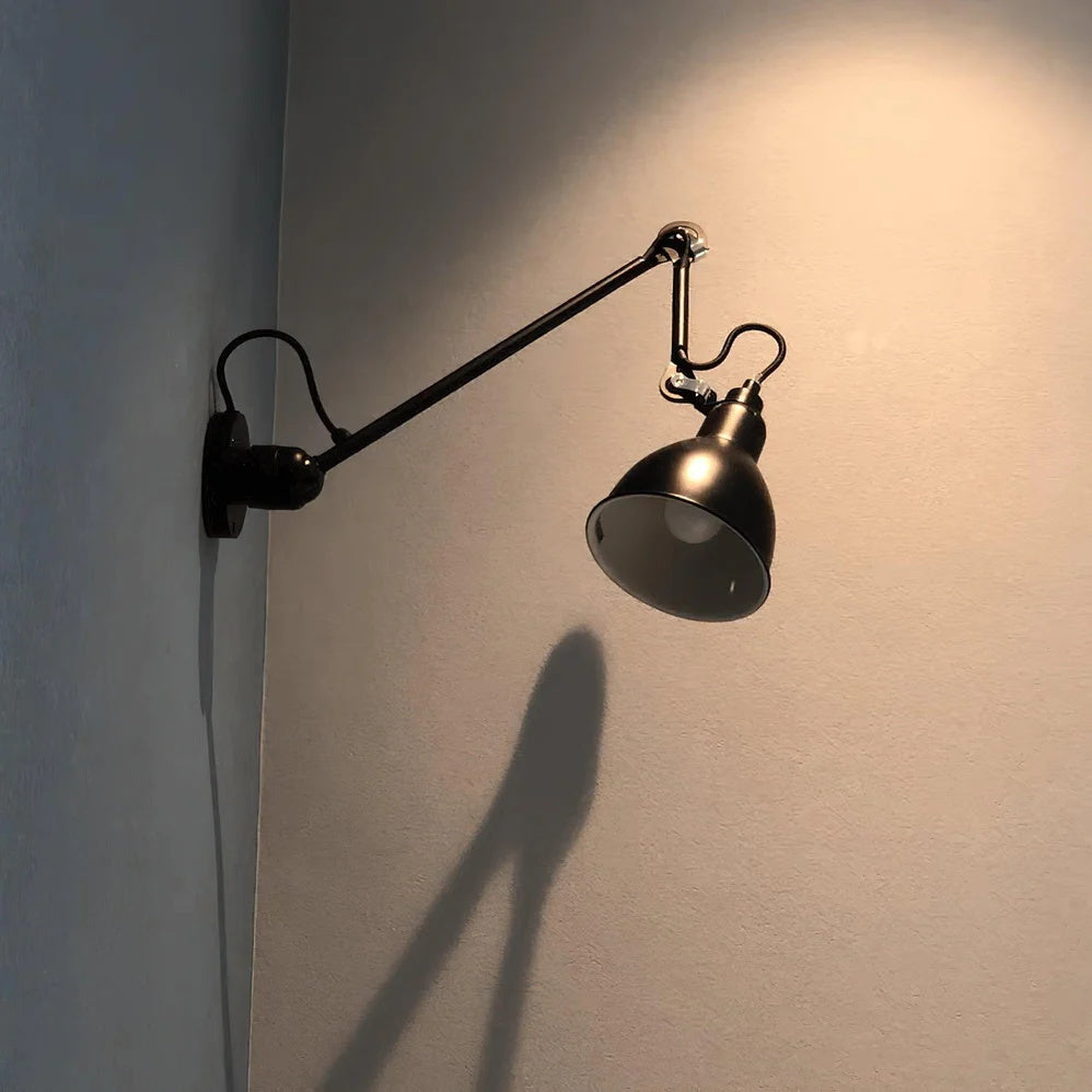 Adjustable Wall Lamp Matte Black 15cm Width with Hinged Arm for Reading Corner Office Work Lamp Modern Design | Sansoti