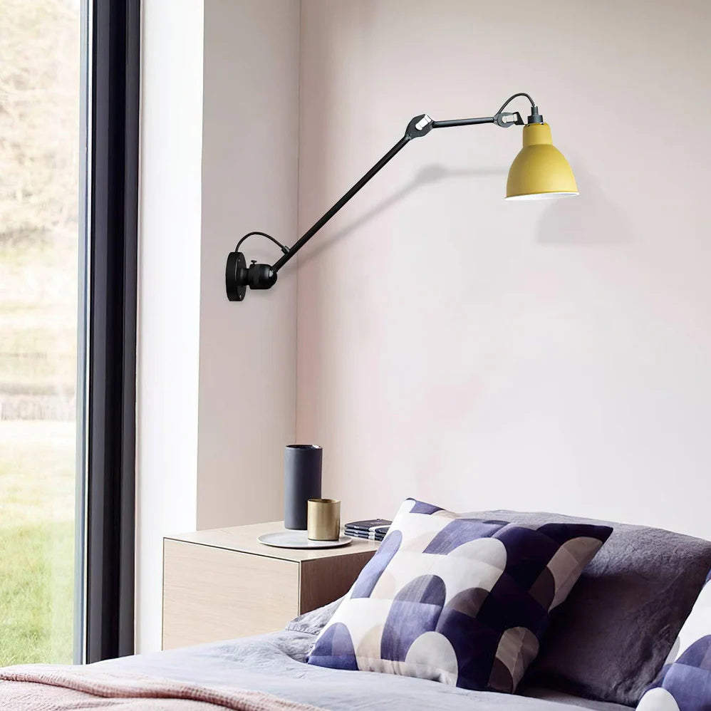 Adjustable Wall Lamp Matte Black 15cm Width with Hinged Arm for Reading Corner Office Work Lamp Modern Design | Sansoti