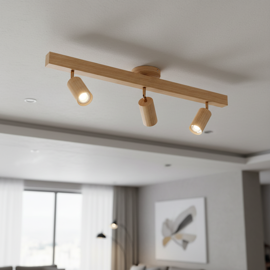 Ceiling Spot Wood Oak GU10 LED Adjustable Living Room Bedroom Surface Mount Spot Natural Wooden Spot Dining Room Japandi | Sansoti
