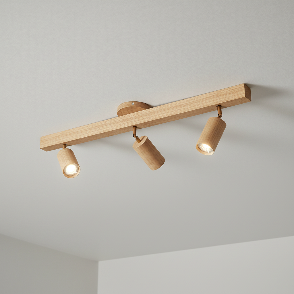 Ceiling Spot Wood Oak GU10 LED Adjustable Living Room Bedroom Surface Mount Spot Natural Wooden Spot Dining Room Japandi | Sansoti