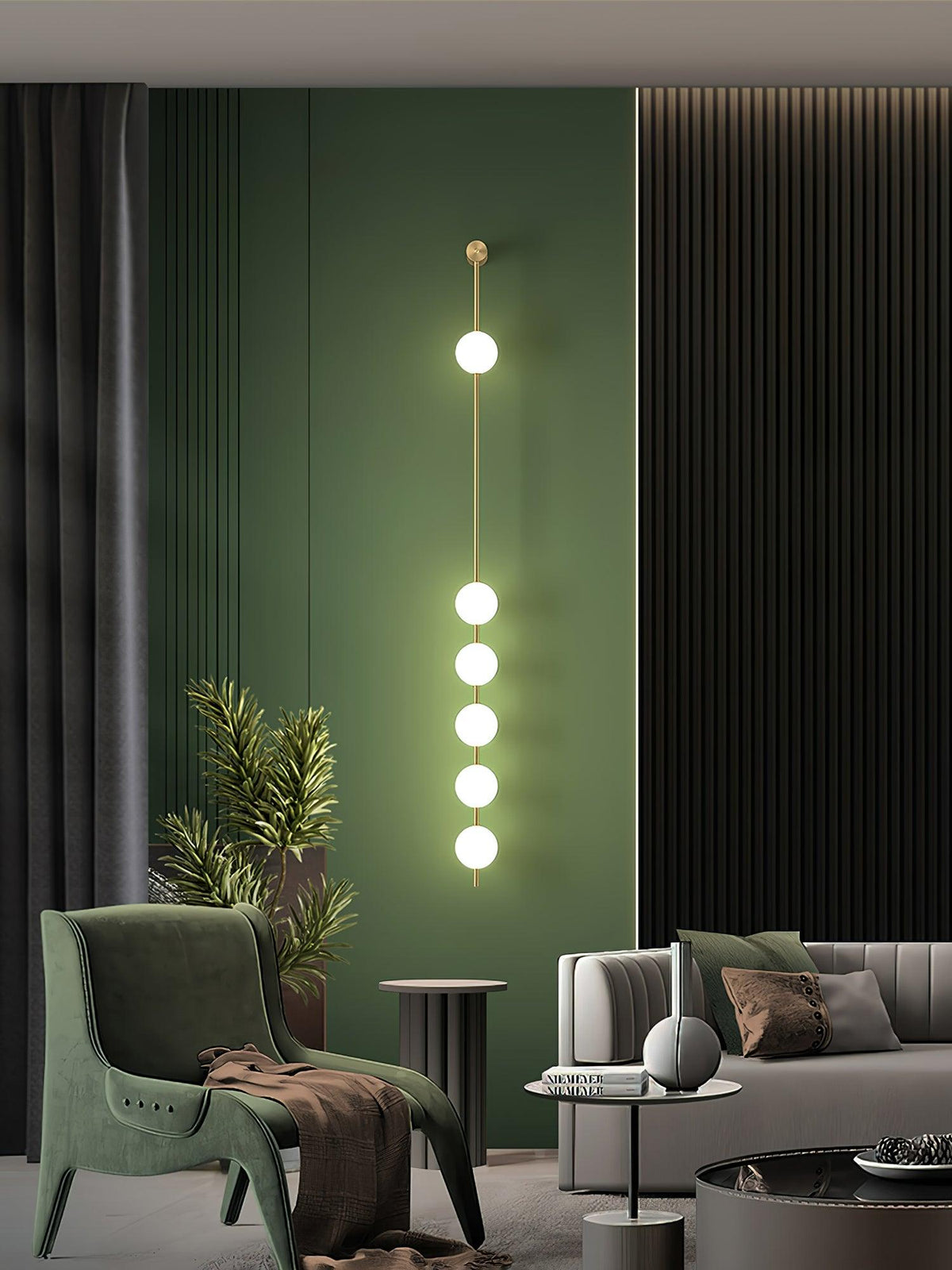 Vertikale Glaswandleuchte mit Messing – Designbeleuchtung für Flur & Eingangsbereich | Sansoti