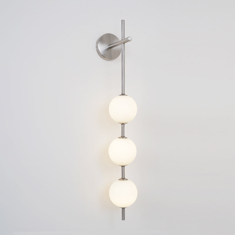 Vertical Glass Globe Wall Light – Modern Wall Lighting with Stacked Globes – Brass, Black or Nickel – 3 Sizes | Sansoti