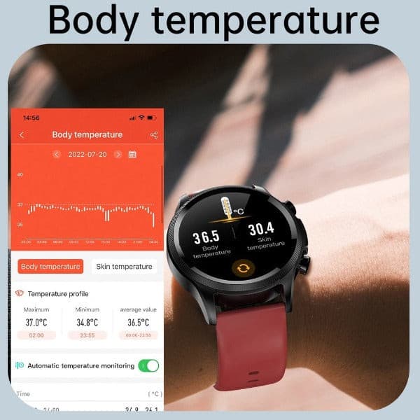 Smartwatch monitorujący zdrowie z pomiarem poziomu cukru we krwi i pulsem, wodoodporny tracker fitness | Sansoti