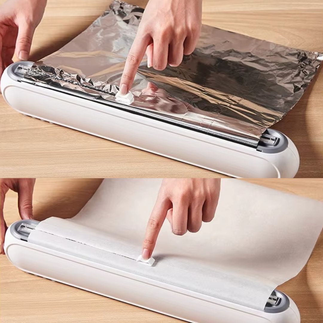 Magnetic Foil Dispenser for Kitchen – Compact with Integrated Cutter – BPA-Free Plastic | Sansoti