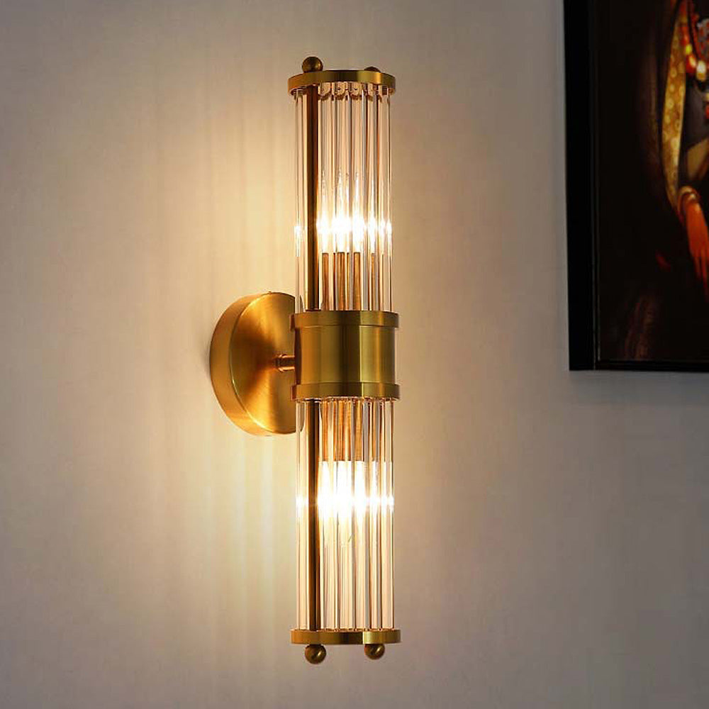Złota lampa ścienna ze szklanym kloszem Ø9 cm – luksusowe oświetlenie łazienkowe, klasyczny design do lustra, przedpokoju i korytarza, IP44, oprawka E27, nowoczesna i ponadczasowa | Sansoti