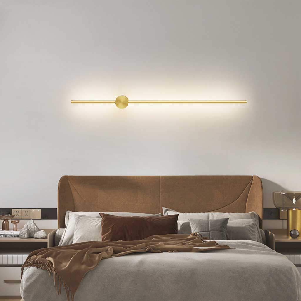 Linear Wall Light Aluminum Gold 60-100cm Atmospheric LED Bedroom Living Room Modern Scandinavian Design | Sansoti