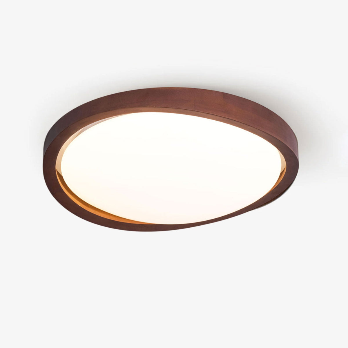 Wooden Ceiling Light with Curved Edge – Scandinavian Design with Walnut Finish & Warm Lighting for Living Room Bedroom | Sansoti