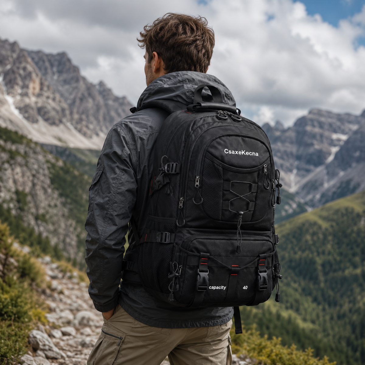 Trekkingrucksack 40 Liter mit USB-Anschluss, ergonomisch und wasserdicht, zum Wandern, für Bergtouren, Outdoor-Aktivitäten, Camping und Reisen | Sansoti