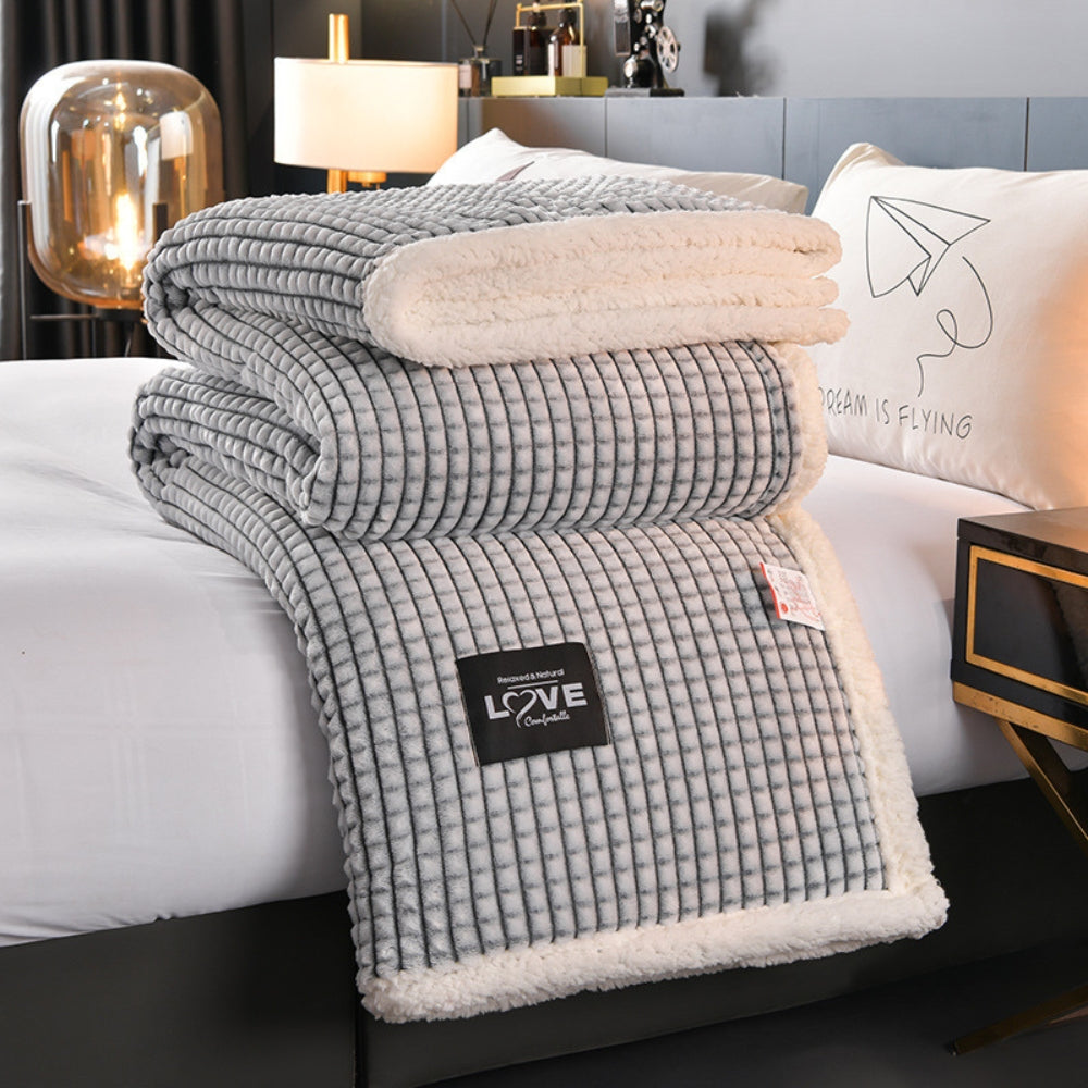 Reversible Sherpa Throw with Waffle Texture - Soft Warm Blanket for Couch Bed Sofa All Seasons | Sansoti