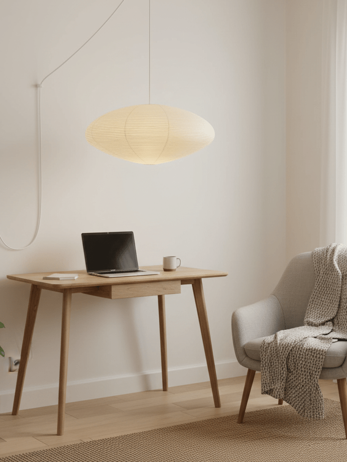 Handgefertigte Washi-Papier-Hängeleuchte – japanisches Design mit E26/E27-Fassung – sanfte Beleuchtung für Wohnzimmer, Schlafzimmer und Esszimmer – inklusive Montagehaken | Sansoti