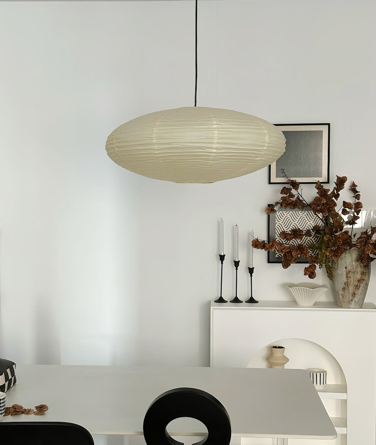 Handgefertigte Washi-Papier-Hängeleuchte – japanisches Design mit E26/E27-Fassung – sanfte Beleuchtung für Wohnzimmer, Schlafzimmer und Esszimmer – inklusive Montagehaken | Sansoti