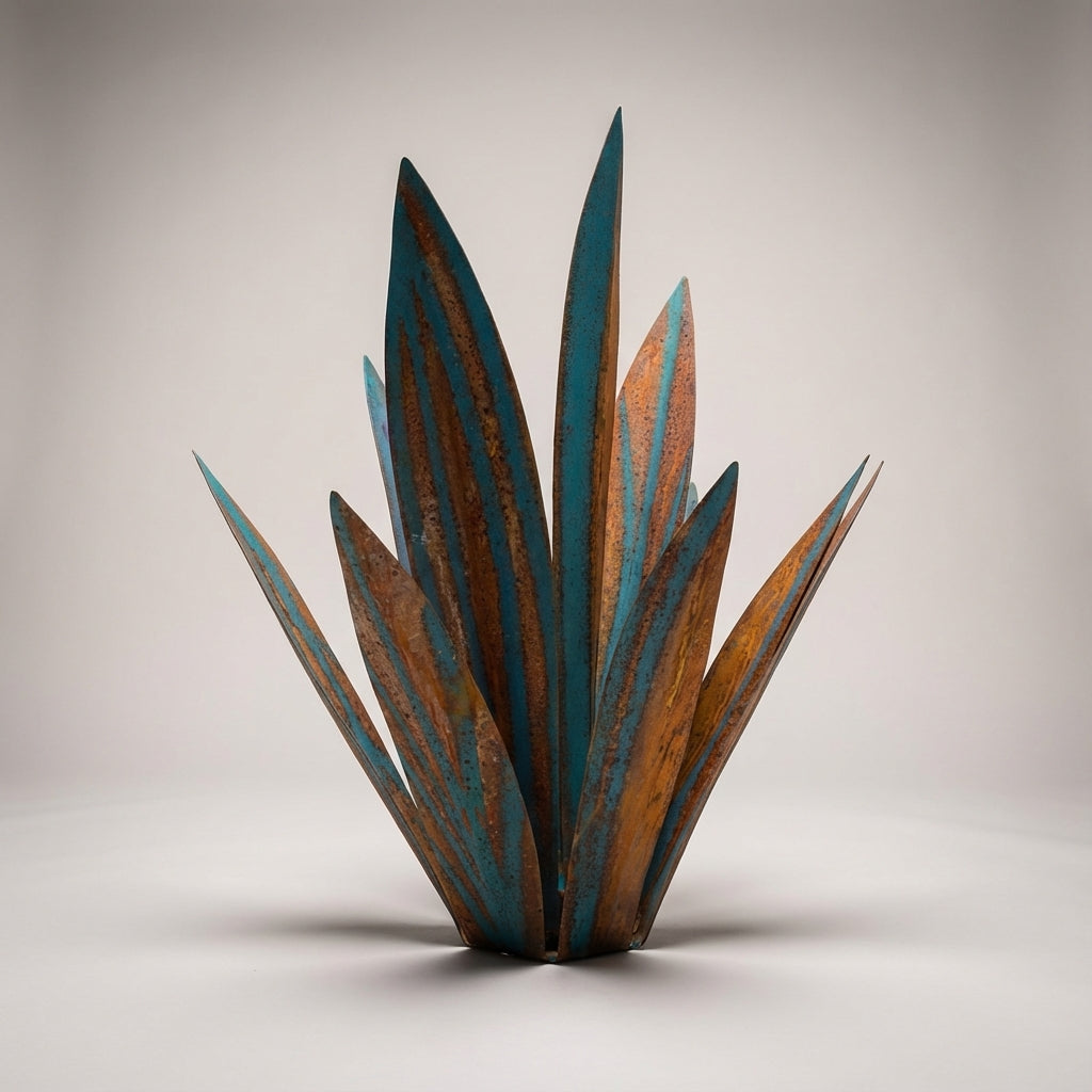 Metal Agave Garden Ornament Sculpture Rust-Resistant Durable Decorative Green Blue Red Stemless Design Garden | Sansoti