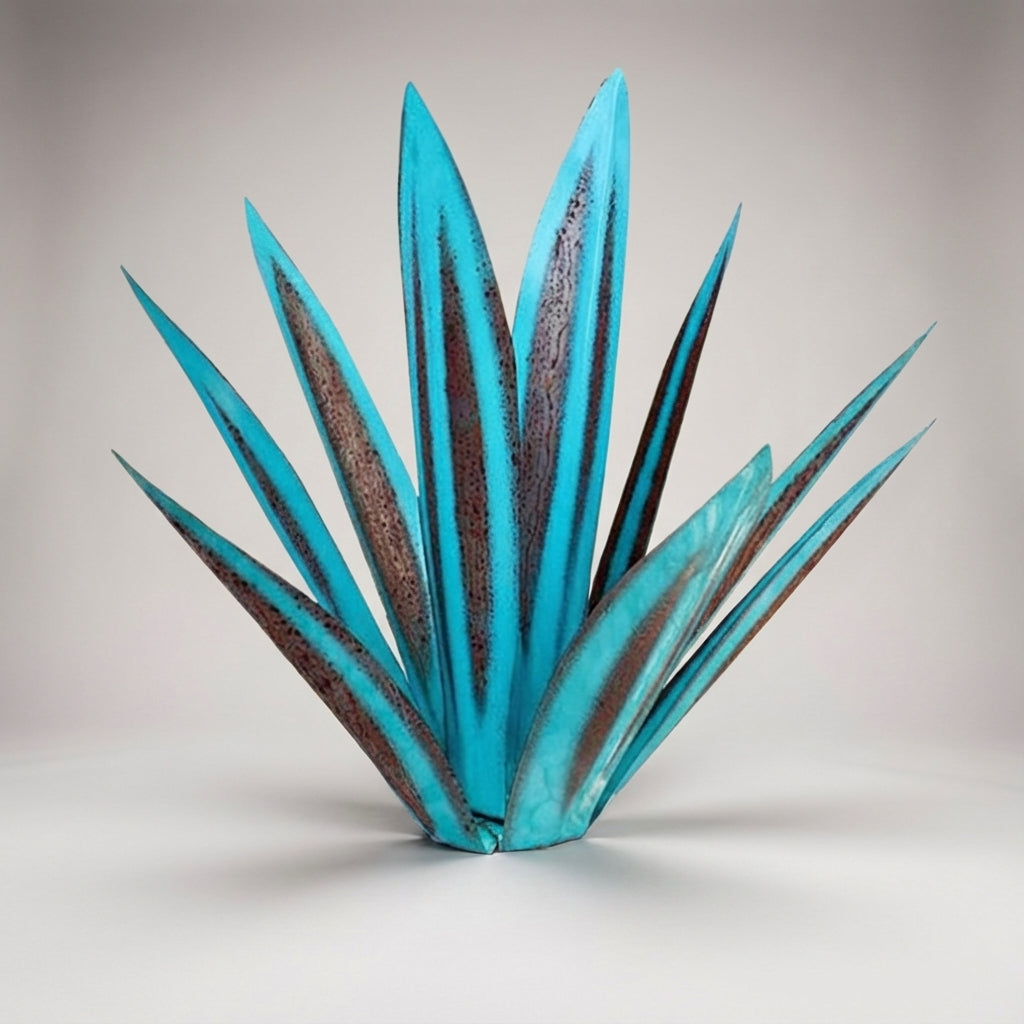 Metal Agave Garden Ornament Sculpture Rust-Resistant Durable Decorative Green Blue Red Stemless Design Garden | Sansoti