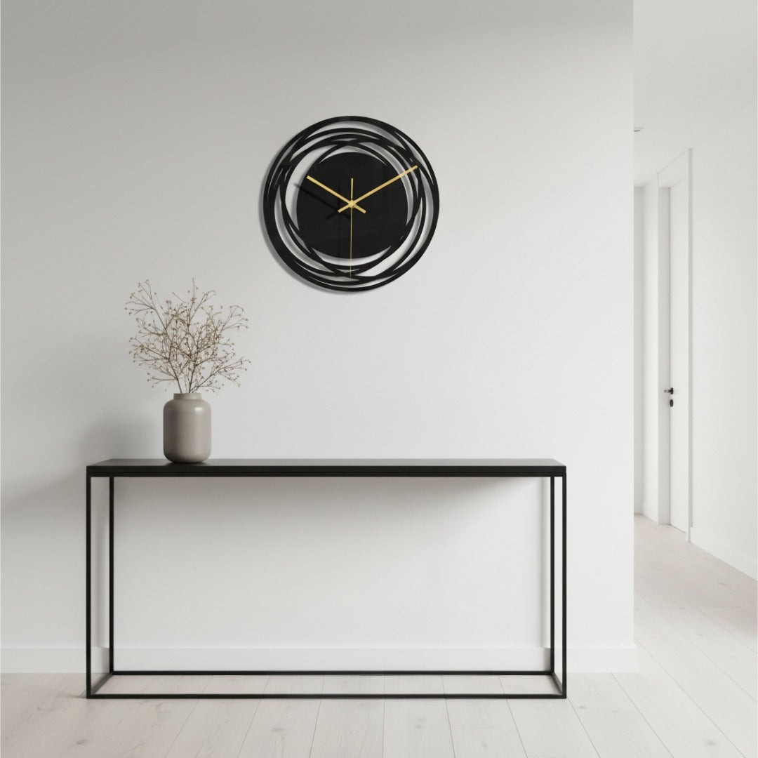 Silent Wall Clock 30cm Black Quartz Movement Modern Minimalist Interior Living Room Bedroom Office | Sansoti