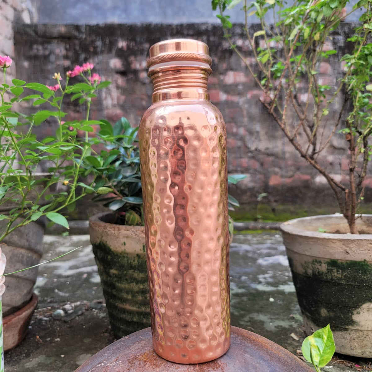 Copper Drinking Bottle 800ML Hammered Pure Copper Leakproof Office | Sansoti