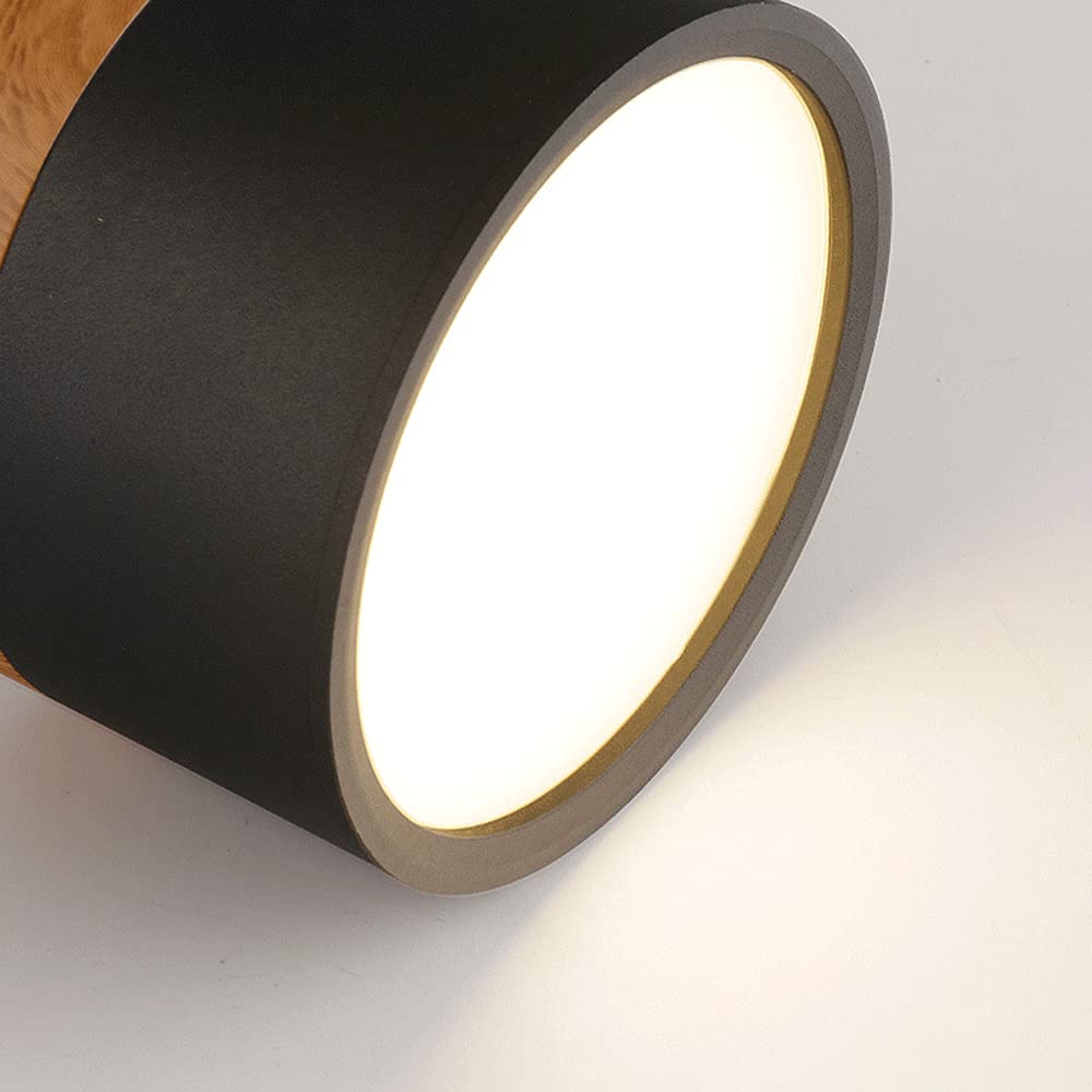 Plafonnier rond moderne en aluminium avec accents en bois et LED, éclairage scandinave pour entrée, salle à manger et salon | Sansoti