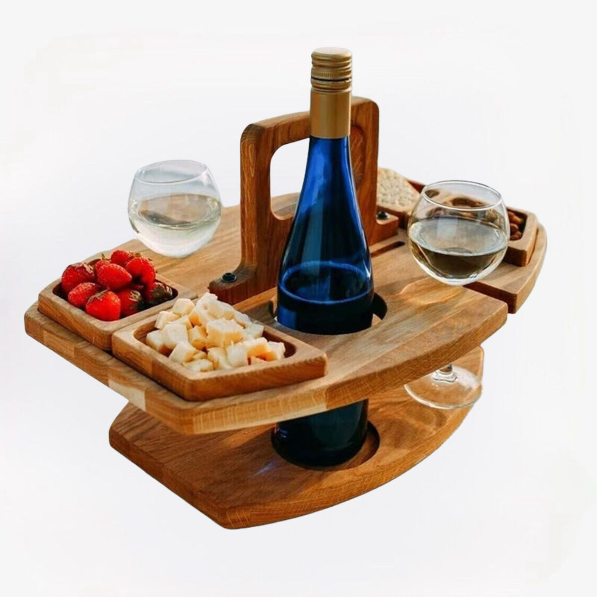 Foldable Wooden Picnic Table for Wine Bottle and Glasses Outdoor Portable Garden Accessory Camping Garden | Sansoti