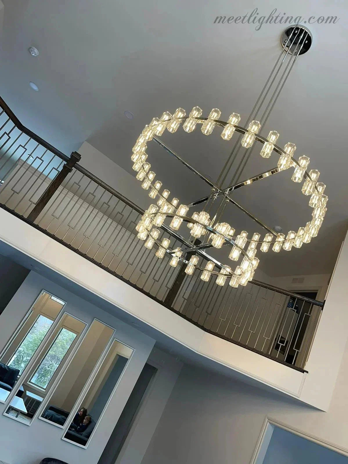 Crystal Chandelier Two-Tier 152cm Brass Glass Pendant Light Dining Room Living Room Luxury Ceiling Lighting | Sansoti