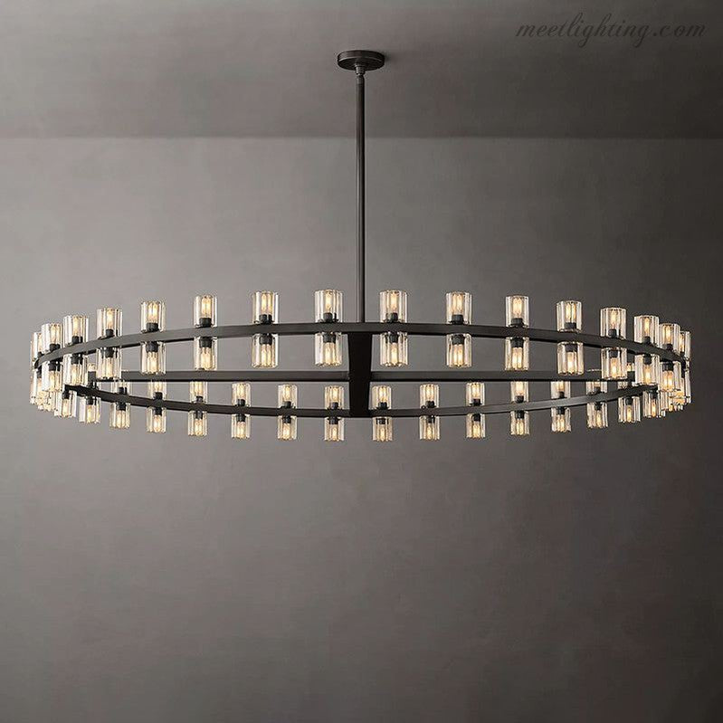 Round Crystal Chandelier 152cm 72 Lights Brass Black Nickel Dining Room Living Room Luxury Lighting | Sansoti