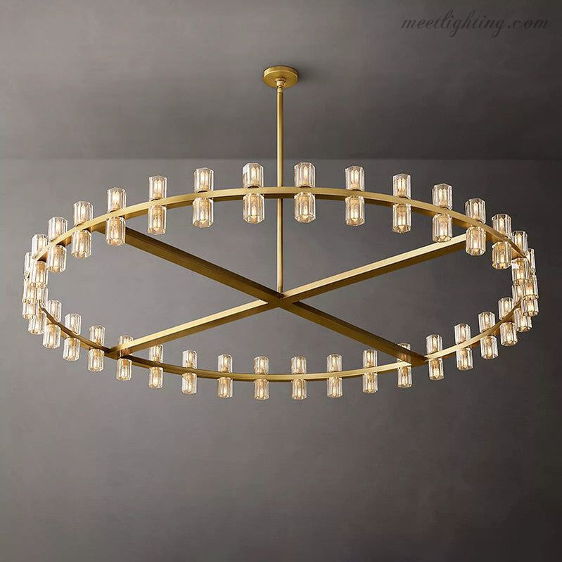 Round Crystal Chandelier 152cm 72 Lights Brass Black Nickel Dining Room Living Room Luxury Lighting | Sansoti