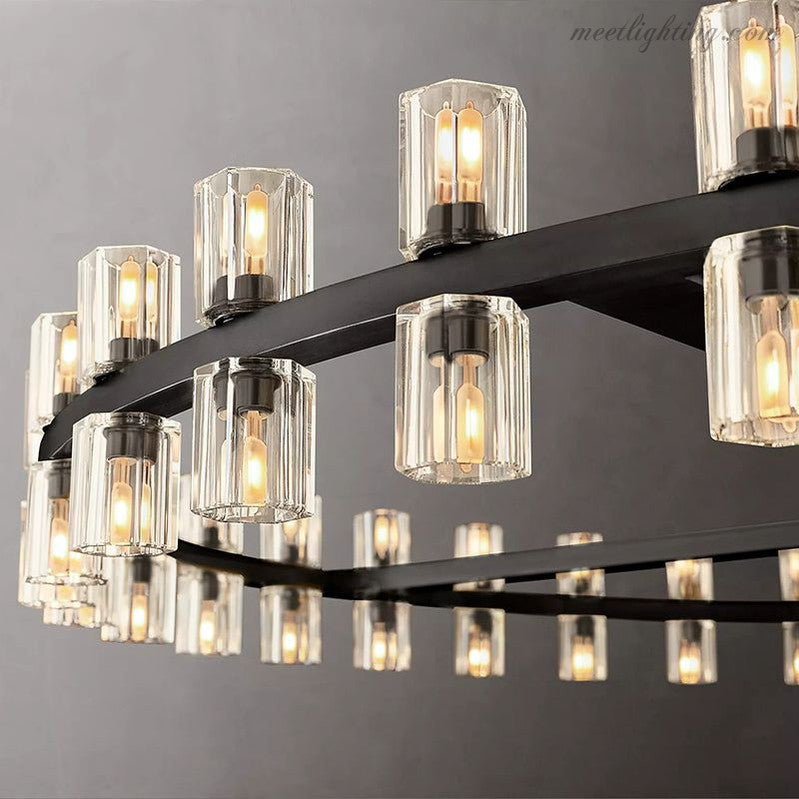 Round Crystal Chandelier 152cm 72 Lights Brass Black Nickel Dining Room Living Room Luxury Lighting | Sansoti