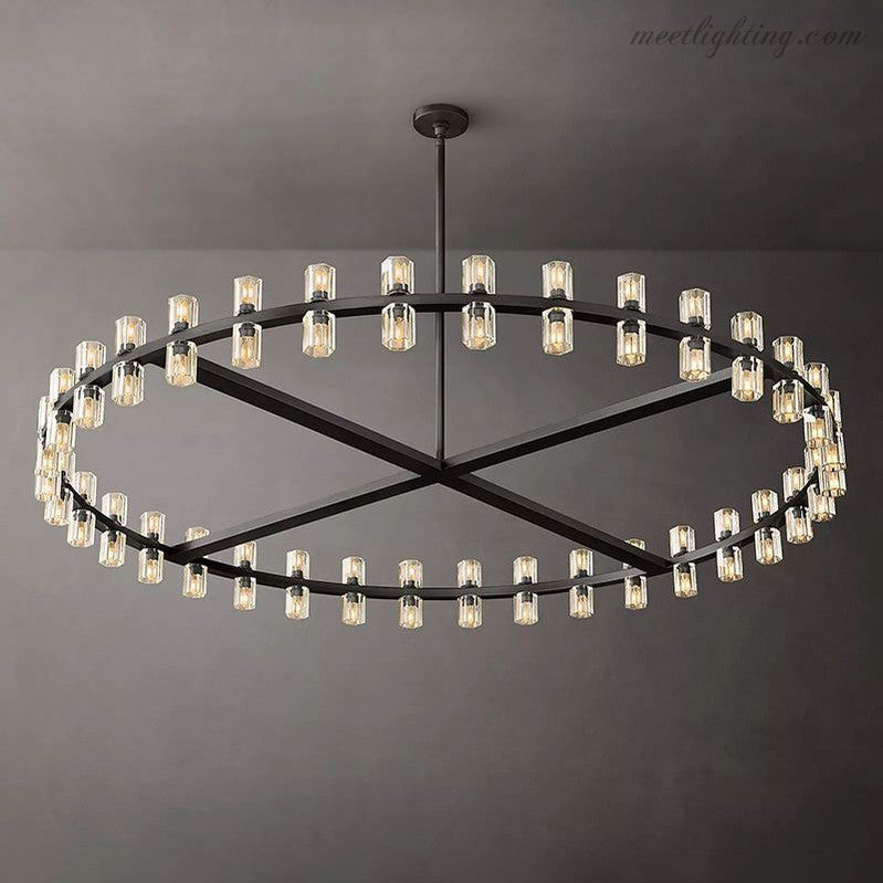 Round Crystal Chandelier 152cm 72 Lights Brass Black Nickel Dining Room Living Room Luxury Lighting | Sansoti