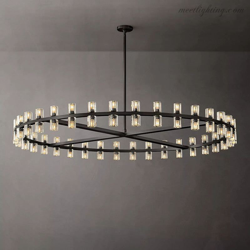 Round Crystal Chandelier 152cm 72 Lights Brass Black Nickel Dining Room Living Room Luxury Lighting | Sansoti