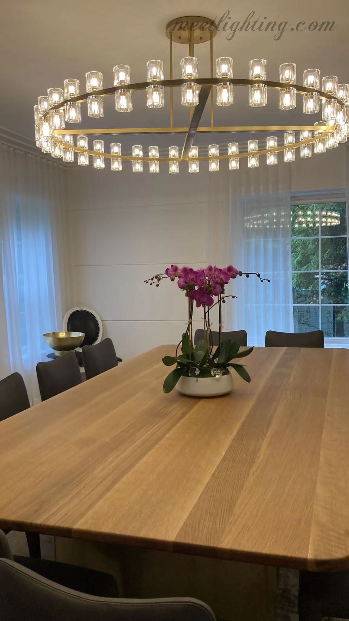 Round Crystal Chandelier 152cm 72 Lights Brass Black Nickel Dining Room Living Room Luxury Lighting | Sansoti