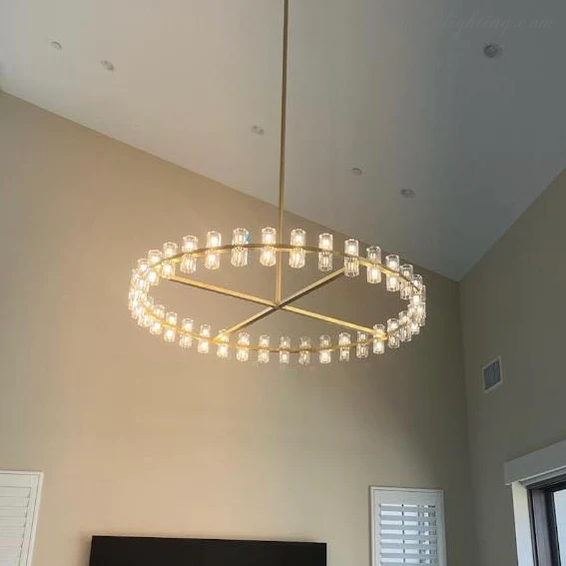 Round Crystal Chandelier 152cm 72 Lights Brass Black Nickel Dining Room Living Room Luxury Lighting | Sansoti