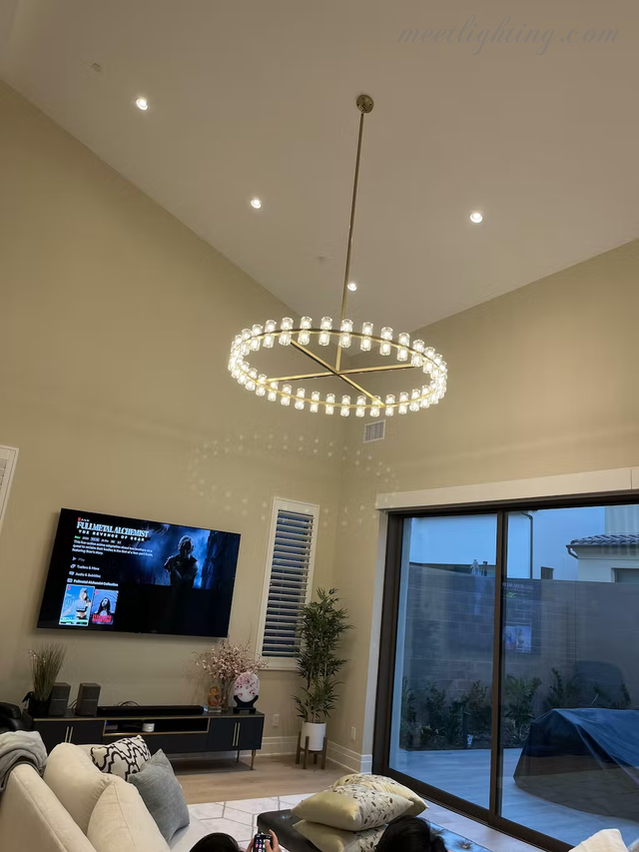 Round Crystal Chandelier 152cm 72 Lights Brass Black Nickel Dining Room Living Room Luxury Lighting | Sansoti