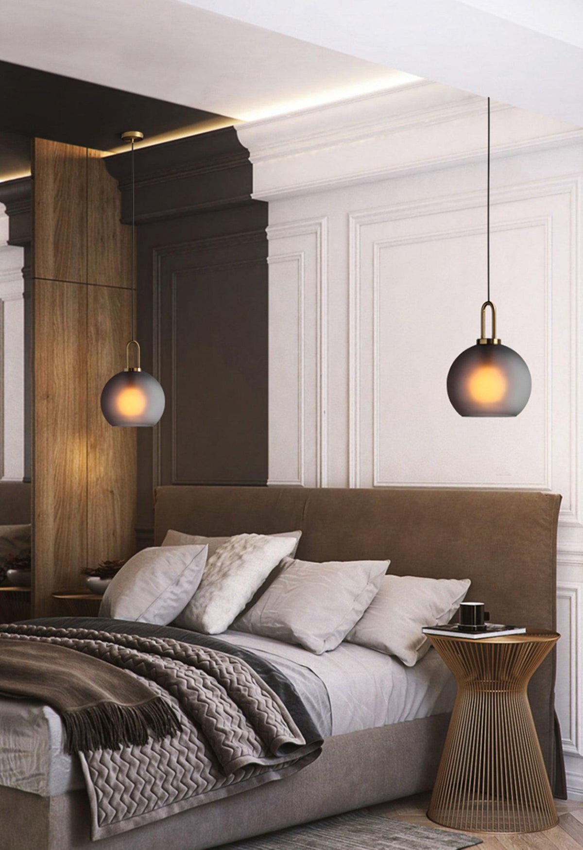 Glazen Hanglamp met Koperen Afwerking – Capsule & Sphere Vormen | Sansoti