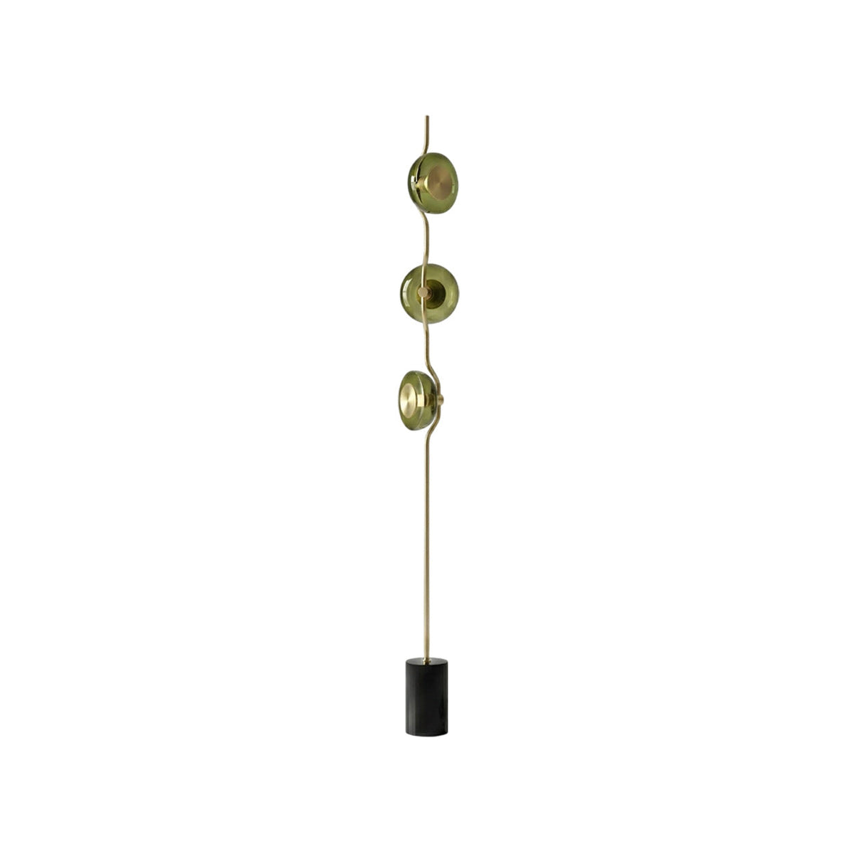Stehlampe mit grünem Glas und integrierter LED | 180 cm hoch | moderne Stehleuchte mit Skulptur | Sansoti