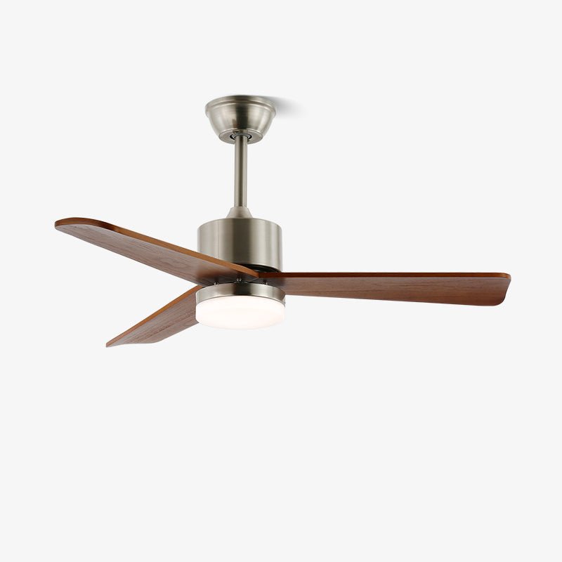 Deckenventilator mit Beleuchtung – Minimalistischer Ventilator in Silber und Holz – 6 Geschwindigkeiten – Fernbedienung – 106/132 cm – LED 35W – Deckenleuchte mit Ventilationsfunktion | Sansoti