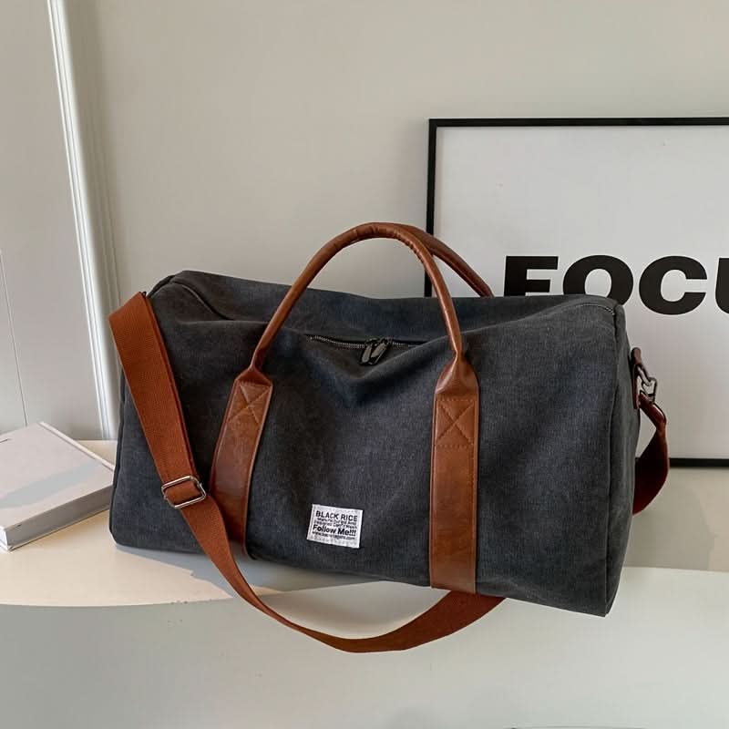Vintage Weekendtas Canvas met Ruime Vakken voor Reizen Gym Sport Casual Retro Stijl Duffeltas Schoudertas | Sansoti