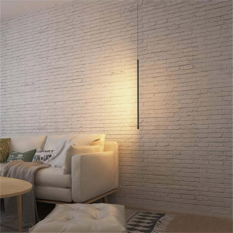 Minimalistische Hängeleuchte aus schwarzem Metall und Acryl mit LED-Leiste für Schlafzimmer und Wohnzimmer, moderne Beleuchtung | Sansoti