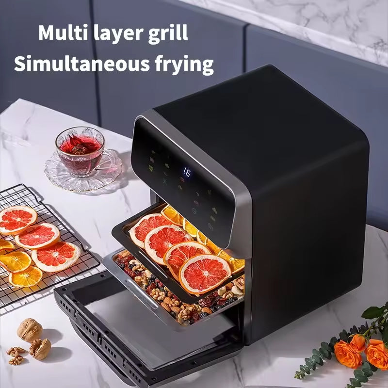 Heißluftfritteuse 10 l, digital, mit 18 Kochprogrammen, Touchscreen und Sichtfenster, gesundes und vielseitiges Kochen | Sansoti