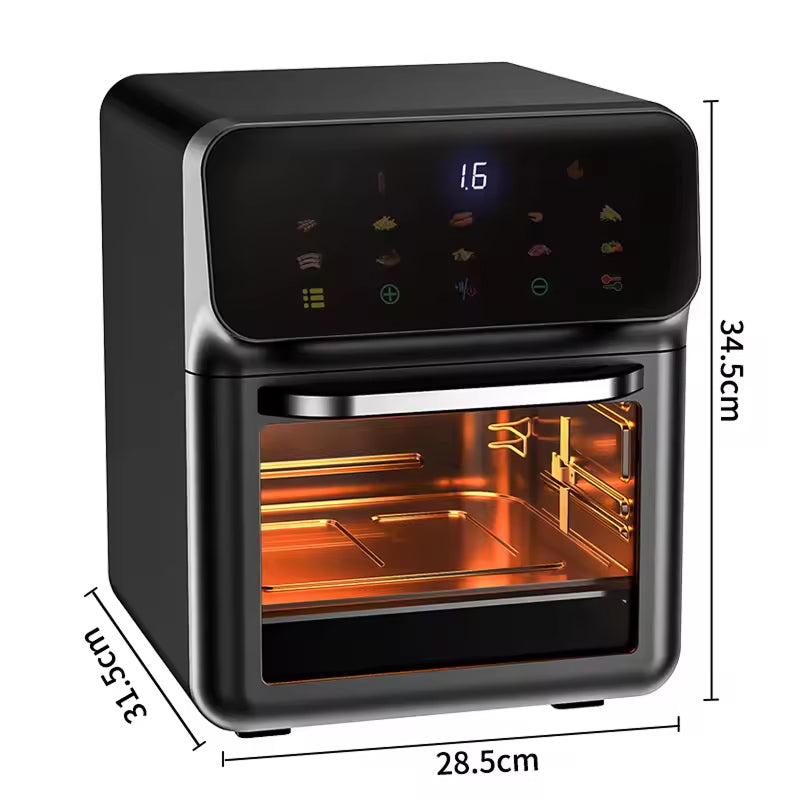 Heißluftfritteuse 10 l, digital, mit 18 Kochprogrammen, Touchscreen und Sichtfenster, gesundes und vielseitiges Kochen | Sansoti