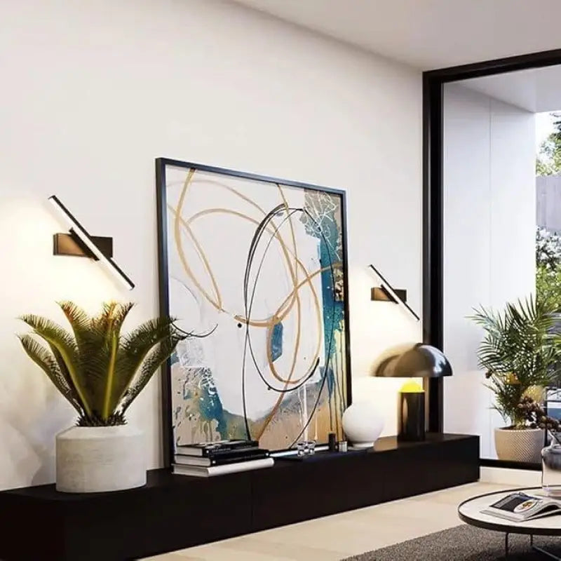 Wall Lamp Flat Scandinavian Acrylic Black White 36cm LED Warm White Living Room Bedroom Modern | Sansoti