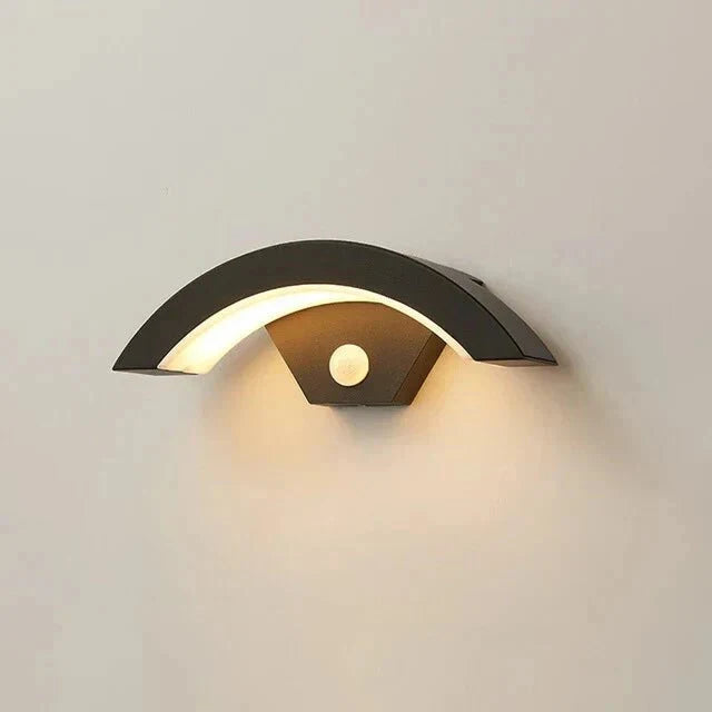 Curved LED Wall Light with Motion Sensor, Outdoor Lighting, Waterproof Aluminum IP65, Garden Lighting, 18W–30W | Sansoti
