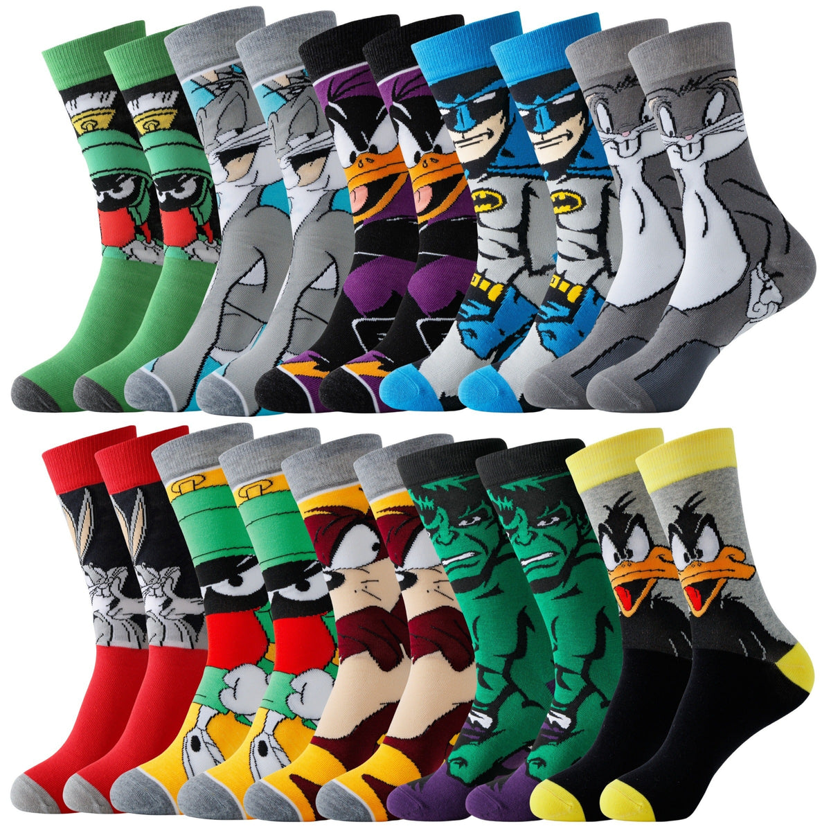 Socks Set of 20 Pairs Cotton Blend Breathable Elastic Unisex Everyday Comfort Colorful Design Feet | Sansoti