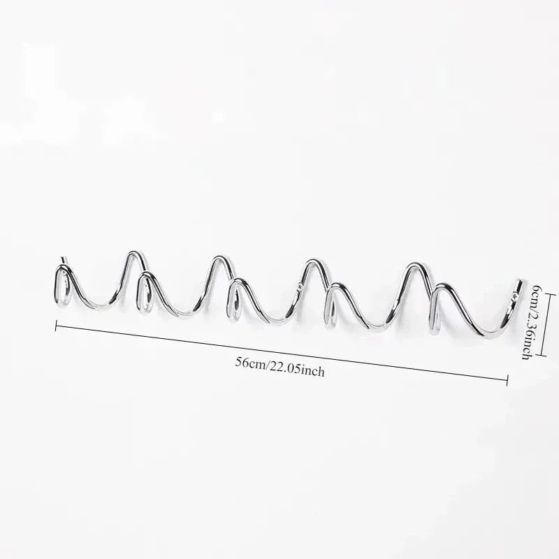 Perchero de pared de metal, diseño ondulado, con 3 o 5 ganchos, moderno | Sansoti